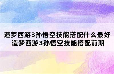 造梦西游3孙悟空技能搭配什么最好 造梦西游3孙悟空技能搭配前期